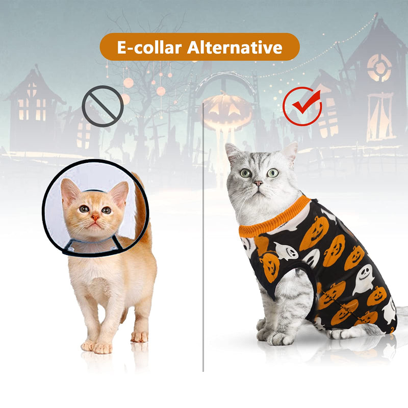 Hipet Cat Surgical Recovery Suit for Abdominal Wounds or Skin Diseases,Substitute E-Collar & Cone,Cat Onesie Anti Licking Pet Surgical Recovery Vest Shirt L Black - BeesActive Australia