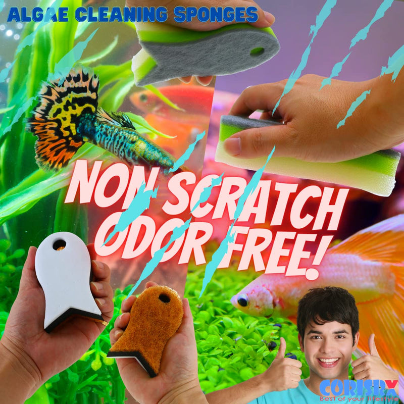 3 Packs Aquarium Fish Shape Glass Cleaner Sponge, 4 Kinds of Density Cleaning Sponge for Glass Walls, Fish Tank Scraper Pad for Glasses Aquariums - Hand Held Cleaner Scrubber Pad, Limpiador acuarios - BeesActive Australia