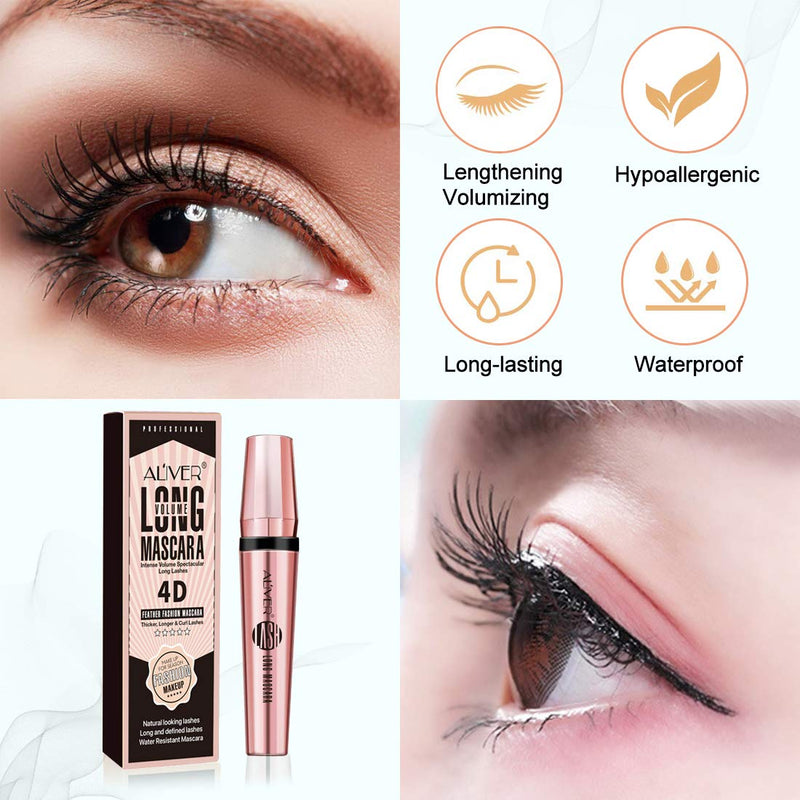 4D Silk Fiber mascara, Waterproof Eyelash Mascara Extra Long Lash Mascara & Eyelash Mascara Waterproof Long-lasting, smudge-proof mascara Natural eye make-up (Black gold) Black gold - BeesActive Australia