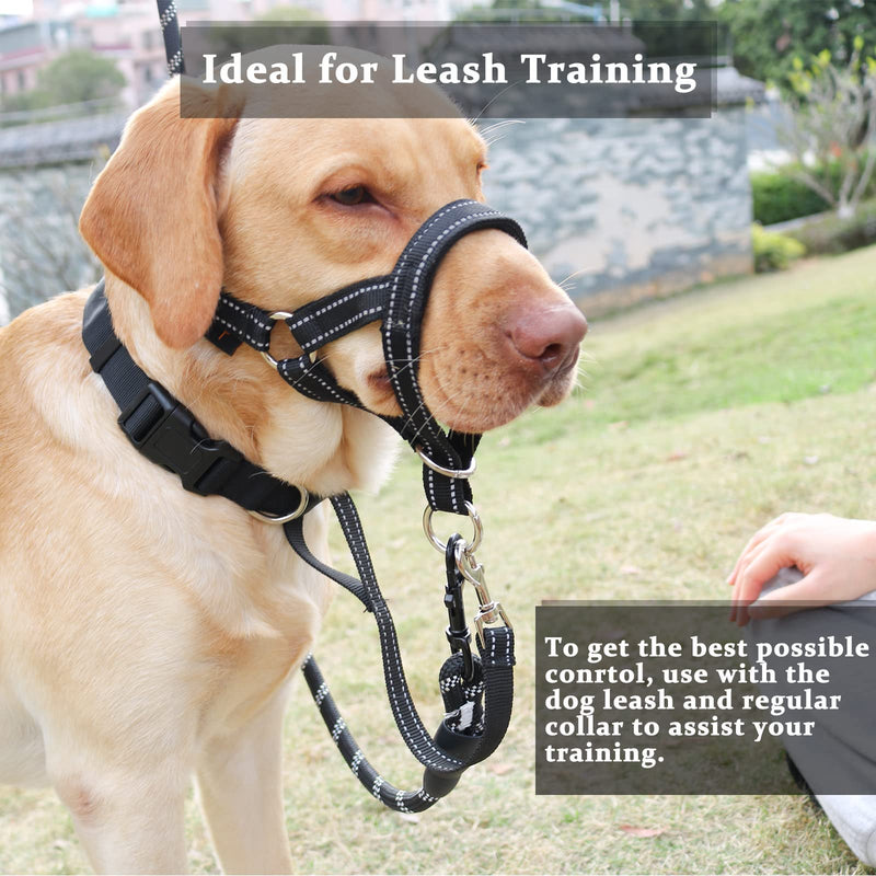 Dog Head Collar, No Pull Head Halter with Soft Padding, Durable Headcollar for Medium Large Dogs, Free Training Guide Included Red Pad/ Black - BeesActive Australia