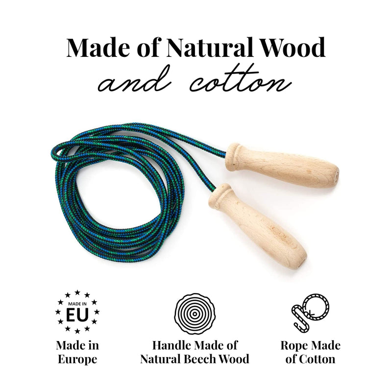 Tuuli Accessories – Jump Rope with Wooden Handles and Cotton Rope, Skipping Rope for All Ages, Exercise Tool for Fitness, 230 centimeters - BeesActive Australia