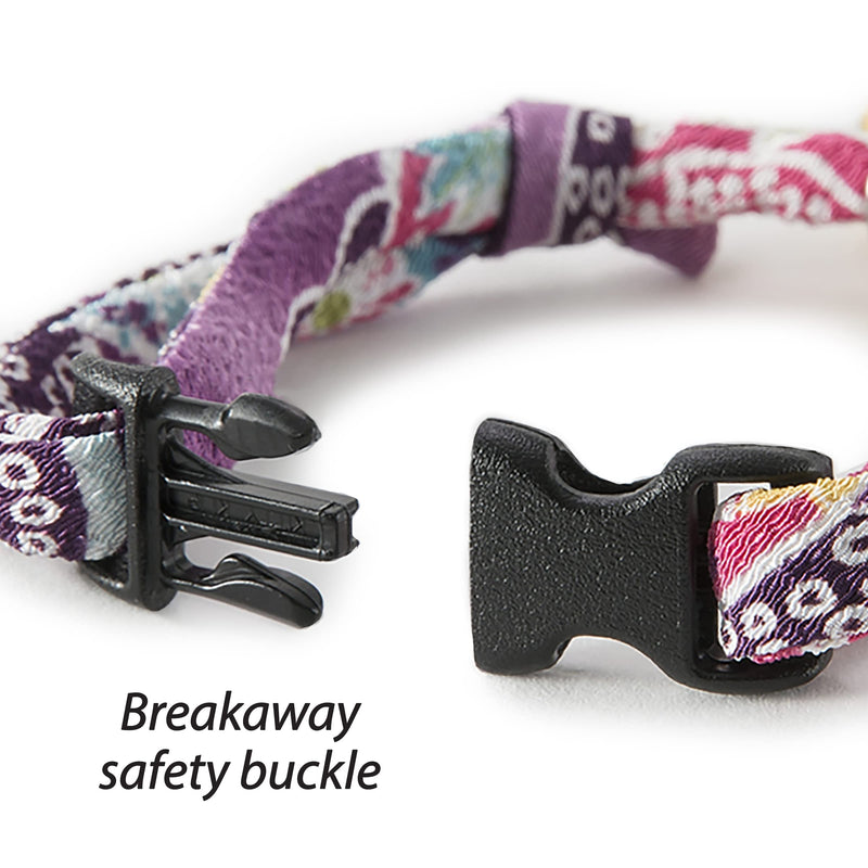 Necoichi Chirimen Hanabi Fireworks Cat Collar, Handcrafted in Japan, 1 Size fits All Purple - BeesActive Australia