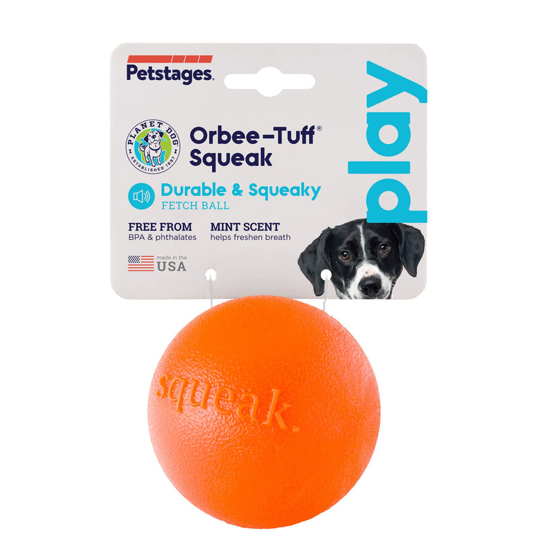 Planet Dog Orbee-Tuff Interactive Ball Dog Toys Squeak Ball One-Size Orange - BeesActive Australia