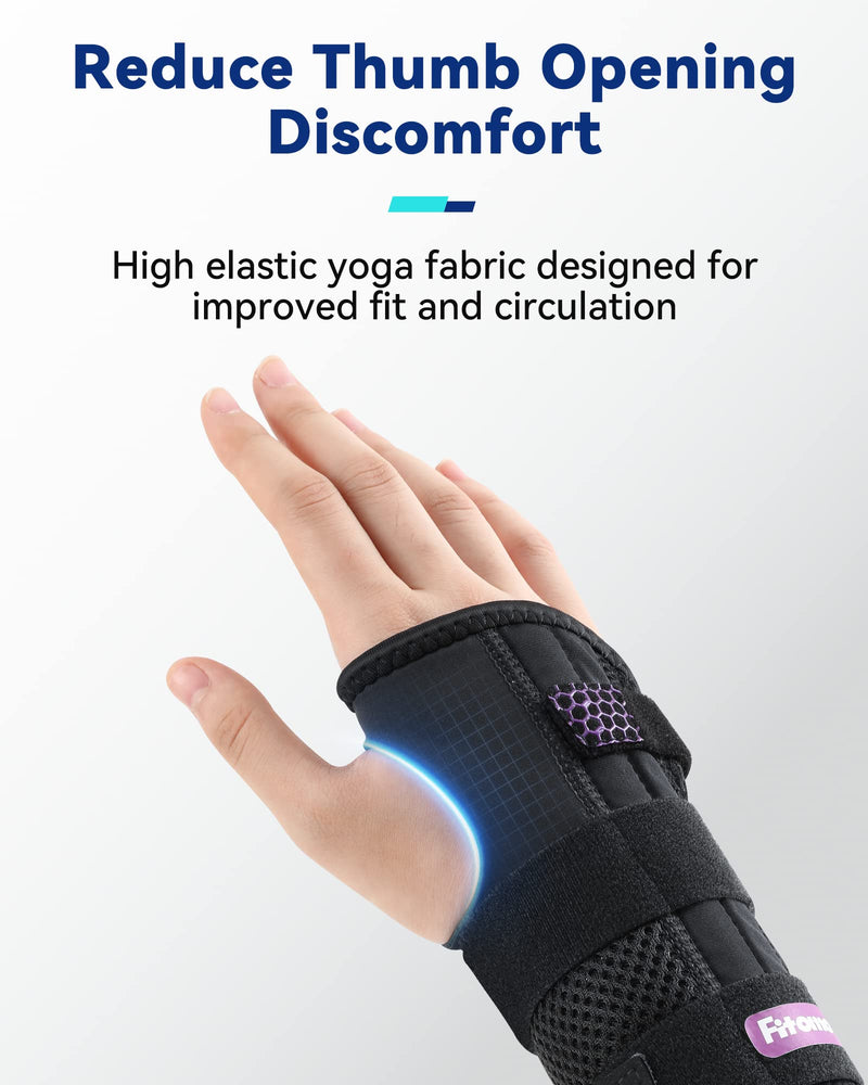 Fitomo Wrist Support with 3 Metal Splints and Soft Thumb Opening, Wrist Splint for Carpal Tunnel Arthritis Tendonitis Sprains, Hand Splint for Night Support Sleeping, 1 Unit, Right Hand S/M Right-Purple - BeesActive Australia