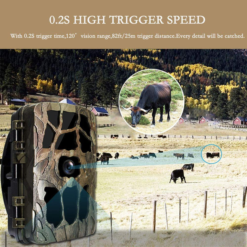 Trail Game Camera 4K 20MP, Hunting Camera with Night Vision Motion Activated Waterproof Camera 0.2s Trigger Time Scouting Cam 2.4” LCD IR LEDs 120° Wide Angle for Wildlife Home Monitoring Trail Game Camera-A - BeesActive Australia