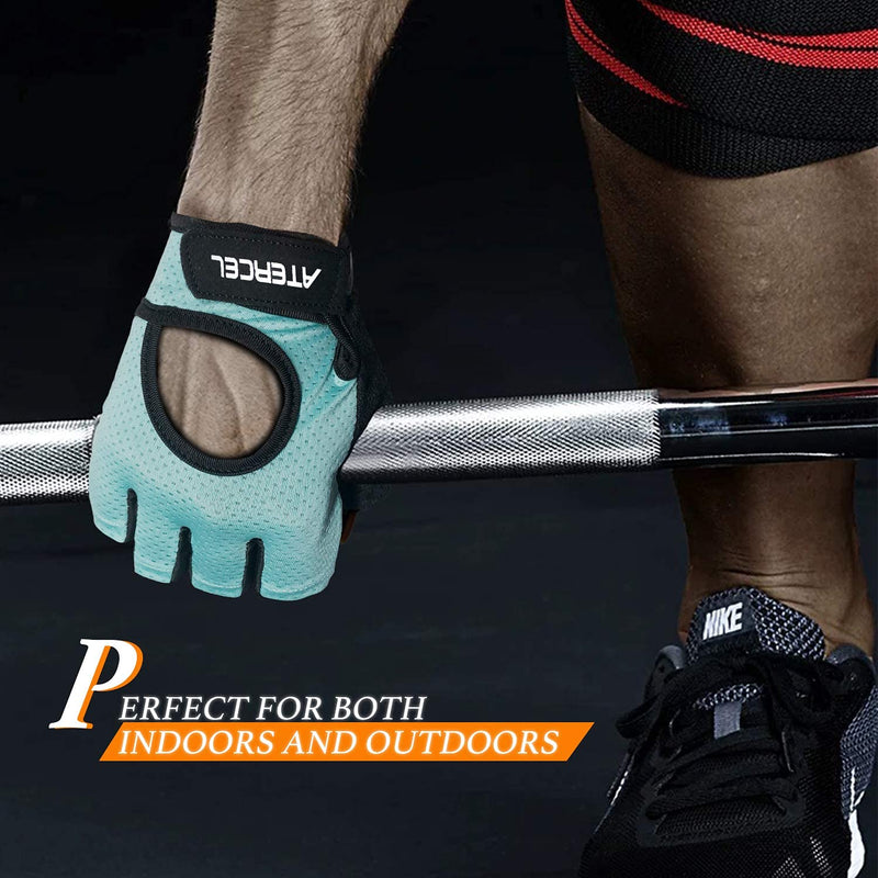 Atercel Weight Lifting Gloves Full Palm Protection, Workout Gloves for Gym, Cycling, Exercise, Breathable, Super Lightweight for Mens and Women Aqua Medium - BeesActive Australia
