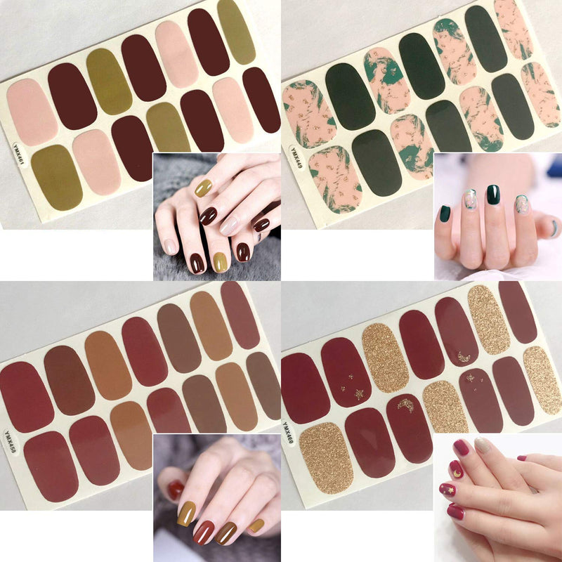 JERCLITY 24 Sheets Gradient Full Wraps Nail Polish Stickers Strips with 1pc Nail File Kit Self-Adhesive Stick On Nail Polish Strips Decals for Women Girls KIT3A - BeesActive Australia