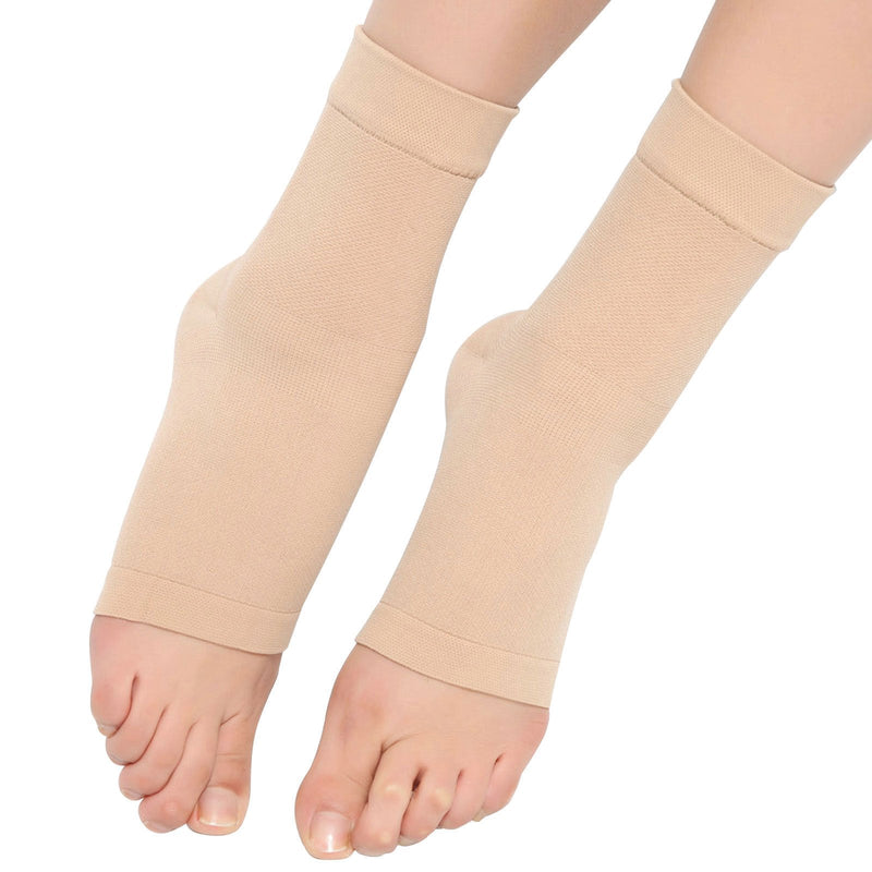 SPOTBRACE Medical Compression Breathable Ankle Brace, Elastic Thin Ankle Support, Pain Relief Ankle Sleeve for Unisex Ankle Swelling, Achilles Tendonitis, Plantar Fasciitis and Sprained - Nude,1 Pair Skin Large (1 Pair) - BeesActive Australia