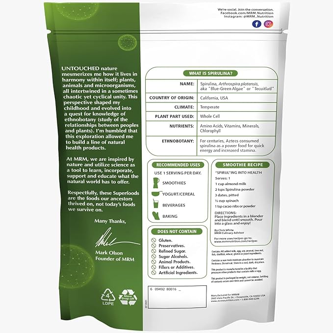 MRM Spirulina powder, 240g - BeesActive Australia