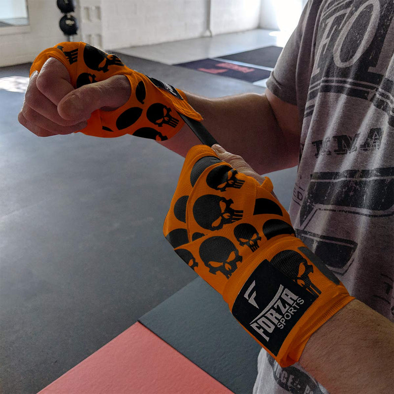 [AUSTRALIA] - Forza Sports 180" Mexican Style Boxing and MMA Handwraps Skulls Orange 