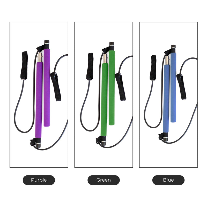 ViBelle Pilates Bar Kit Yoga Pilates Stick Portable Yoga Exercise Pilates Stick with Foot Loop & Resistance Rope Yoga Exercise Stick Kit-Ideal for Core Strength Fitness Green - BeesActive Australia