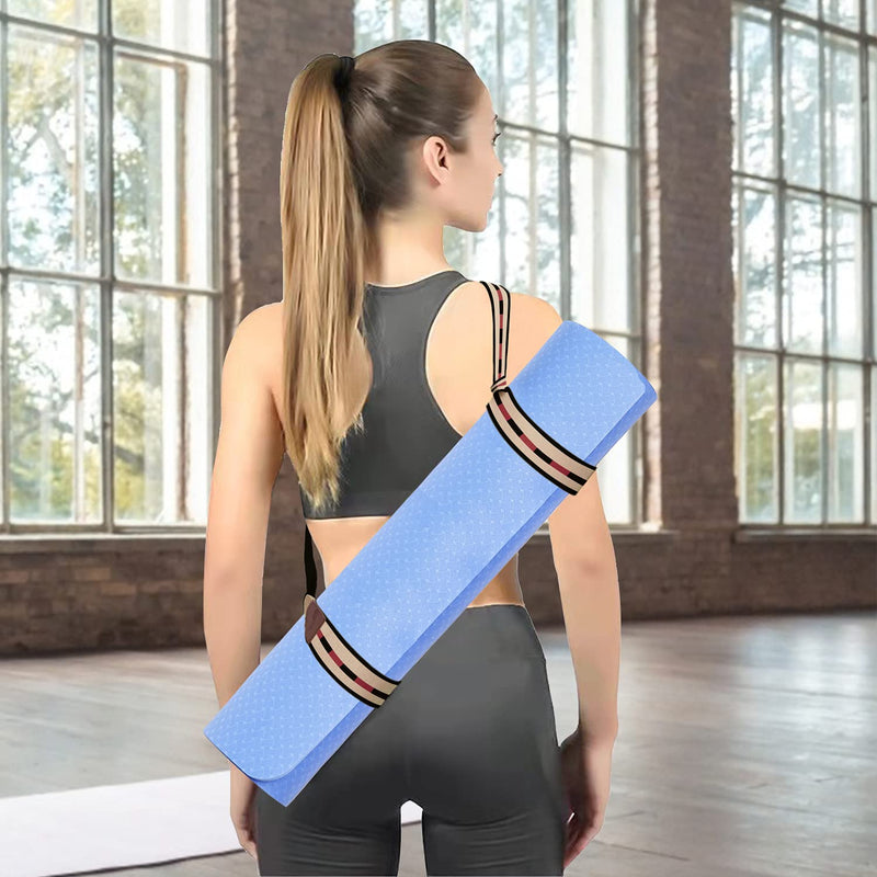Yoga Mat Strap/Sling Adjustable Yoga/Exercise Mat Carrier, Macaron Style Colors, Made of Durable Comfy Cotton Strap Only Black+brown+red - BeesActive Australia