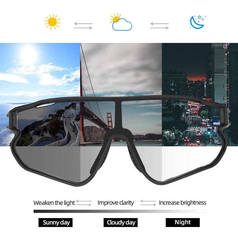 Photochromic Sunglasses for Men Women Bike Glasses 100% UV Protection Black 2 - BeesActive Australia