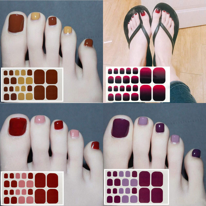 JERCLITY 20 Sheets Gel Toe Nail Polish Strips Stickers Nail Art for Girls Women with 1 Pc Nail File Stick On Nail Polish Decal Wraps Set KIT2 - BeesActive Australia