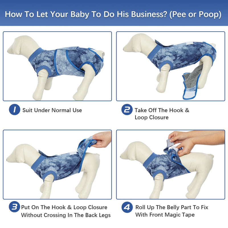 Kuoser Dog Recovery Suit After Surgery, Tie Dye Pet Recovery Shirt Doggy Cats Bodysuits for Abdominal Wounds, Soft & Breathable Anti Licking Dogs Onesie, Cone E-Collar Alternative for Skin Damage Medium (Back: 13.4" - 16.1"; Weight: 14 - 25LB) Blue - BeesActive Australia
