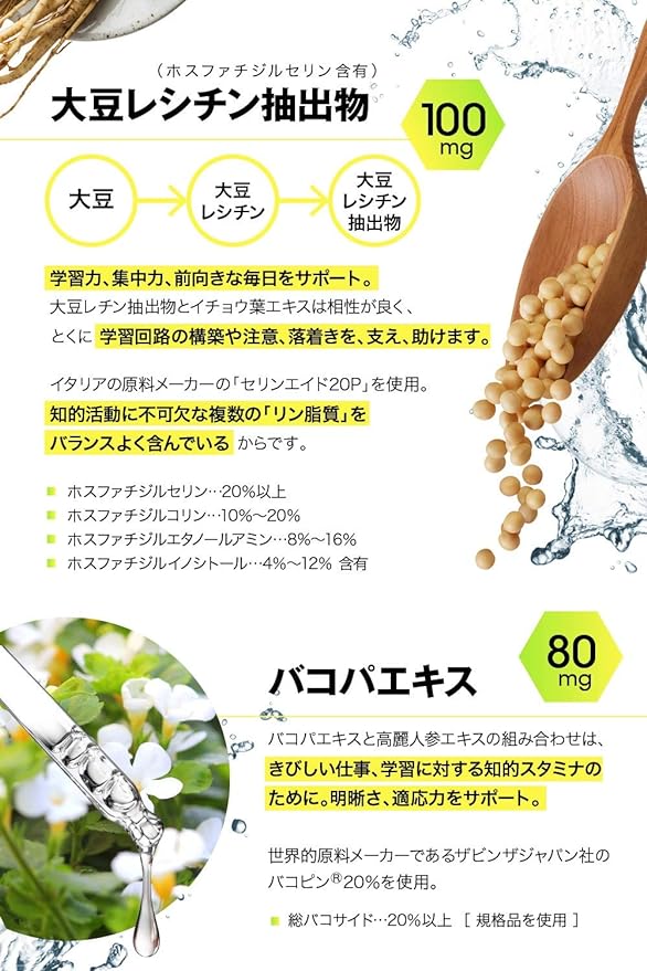 [Concentration, Learning, Motivation, Overall Health Supplement] Chiron SWITCH Ginkgo Biloba 120mg Phosphatidylserine Soybean Extract 100mg Ginseng 200mg Bacopa 16mg as Bacopa Saponin 2cap Synergy Ble - BeesActive Australia