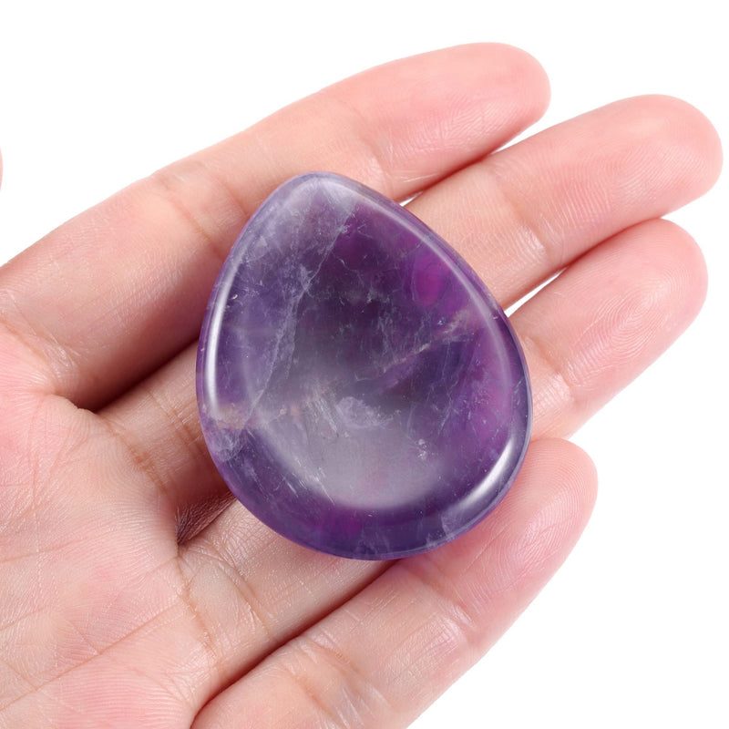 CrystalTears Natural Amethyst Carved Thumb Worry Stone Healing Crystal Pocket Palm Stone 1PC - BeesActive Australia