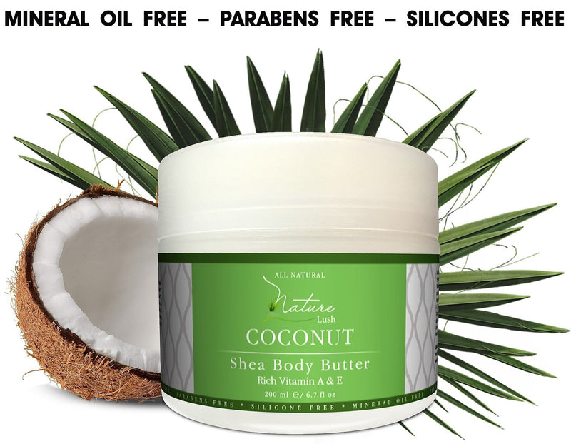 Best Coconut Body Cream - Natural & Organic – Deep Moisturizing Shea Butter with Almond by Nature Lush - 6.7 fl oz. - BeesActive Australia