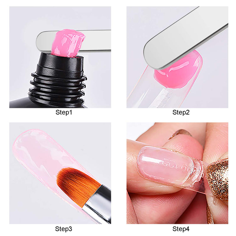 Dual-Ended Gel Brush & Picker Brush tool, Mwoot Stainless Steel 2 in 1 Designs Gel Nail Brushes Gel Nail Tool for Gel Acrylic Nails Extension (Pink) - BeesActive Australia