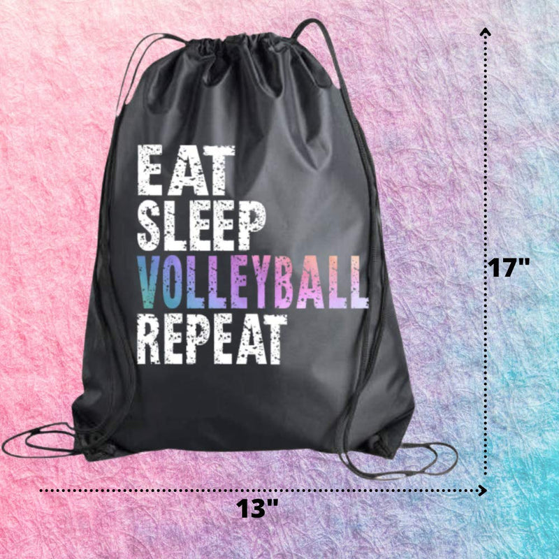 Volleyball Drawstring Bag for Girls, Eat Sleep Volleyball Repeat Backpack, Volleyball Player Gift, Teen Sport Pack Cinch Sack Tote Bag - BeesActive Australia