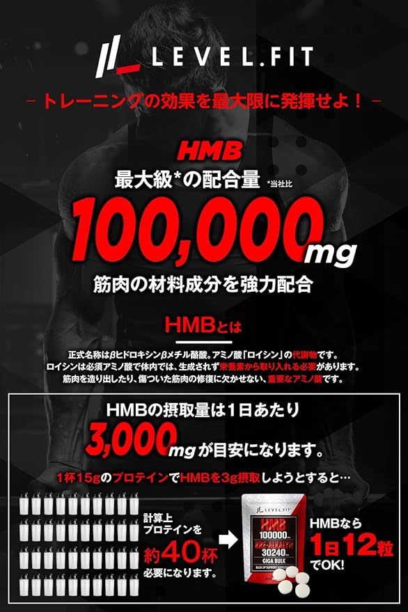 LEVEL FIT HMB Creatine (patented ingredient Crealkaline) Supplement 100000mg (anti-doping certified) 360 tablets 1 bag - BeesActive Australia