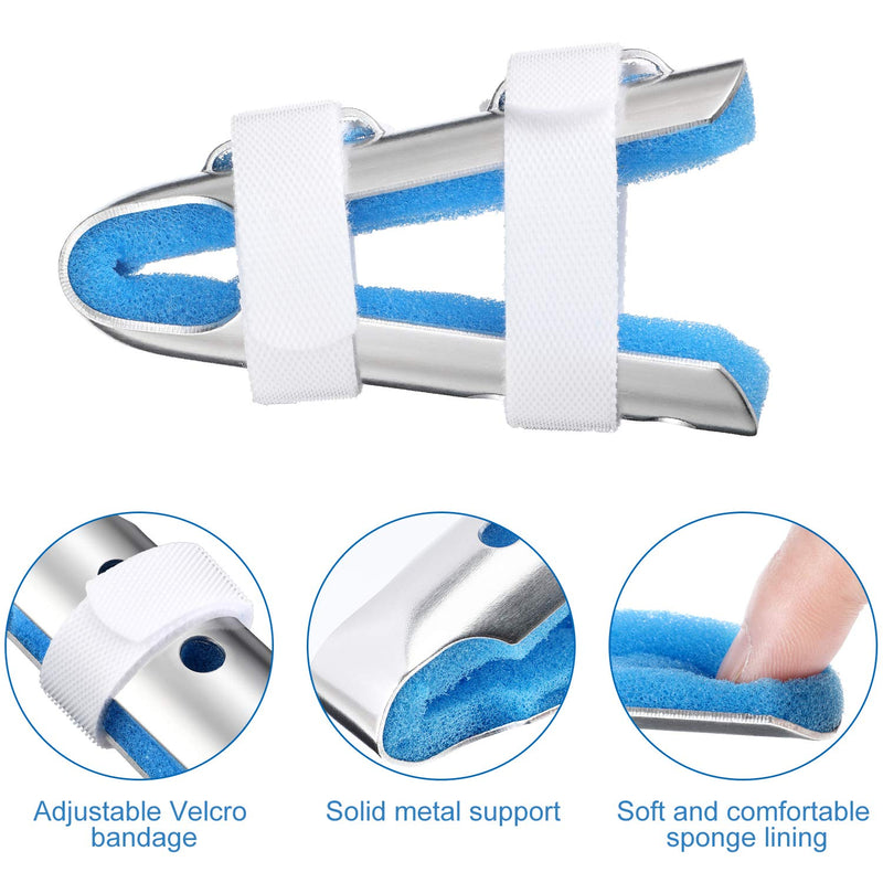 10 Pieces Finger Splint Metal Finger Support Finger Knuckle Immobilization with Soft Foam Inner Band and Protective Vent for Adults and Children, 3 Sizes (Blue) 10 Piece Set Blue - BeesActive Australia