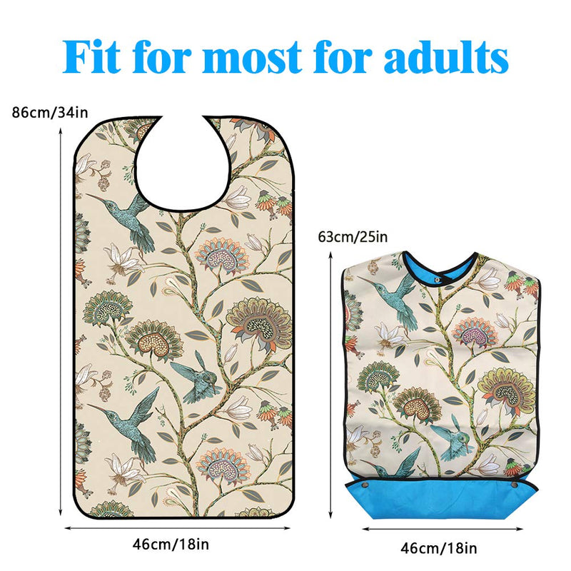 Adult Bib, Waterproof Washable Mealtime Clothes Protector Elegent Aid Apron with Crumb Catcher Women - BeesActive Australia