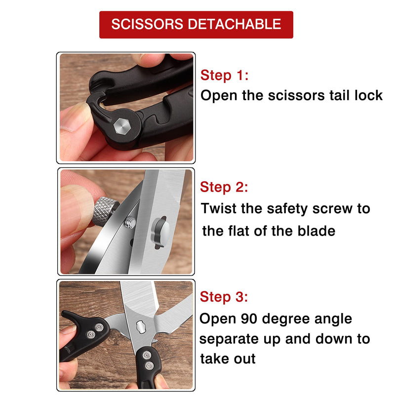 SLEMOON Heavy Duty Kitchen Scissors Poultry Shears 2pcs set Burgundy - BeesActive Australia