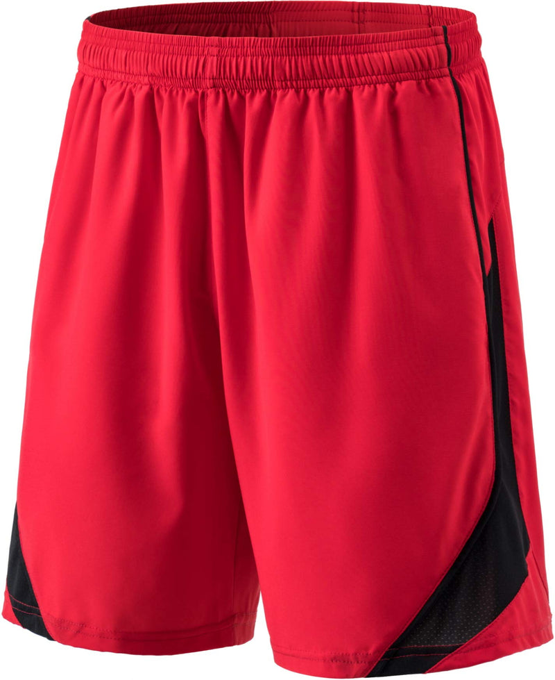 [AUSTRALIA] - TSLA Men's Active Running Shorts, 7 Inch Basketball Gym Traning Workout Shorts, Quick Dry Sports Athletic Shorts with Pockets Rear Zip Pocket(mbh27) - Red Large 