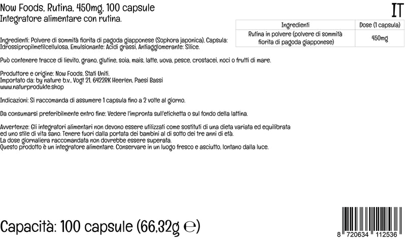Now Foods, Rutin, 450mg, 100 Vegan Capsules, Lab-Tested, Bioflavonoid, Gluten Free, Soy Free, Vegetarian - BeesActive Australia