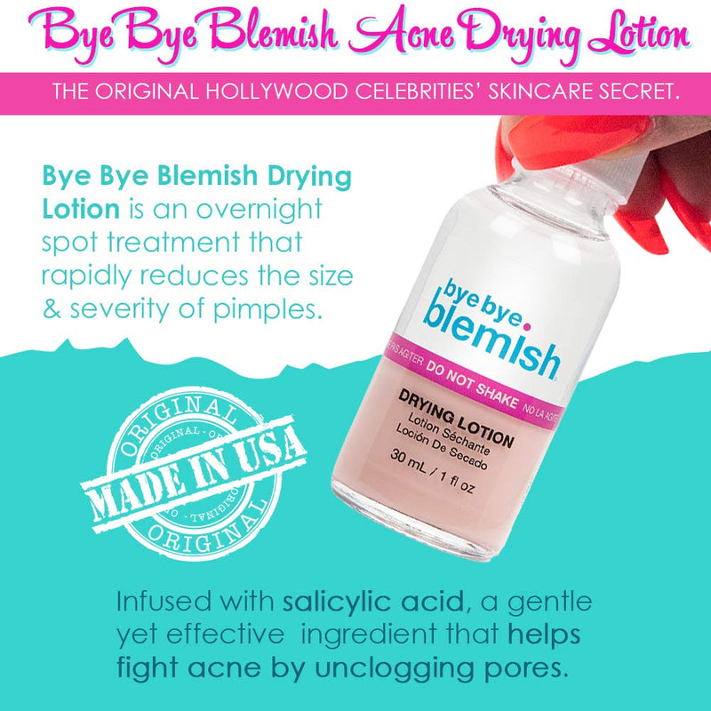 Bye Bye Blemish Acne Drying Lotion, Reduce Pimples Overnight 1oz, 2-Pack 1 Fl Oz (Pack of 2) Original (Pink) - BeesActive Australia