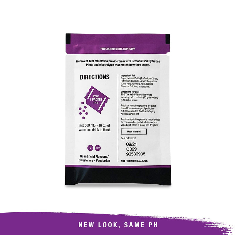 Precision Hydration Electrolyte Drink Mix- All Natural Multi Strength Electrolyte Powders - Combats Cramp - Gluten Free, Hypotonic (1 Box (8 Packets), 1500mg/l - Purple Packet) 1.5 g (Pack of 8) - BeesActive Australia