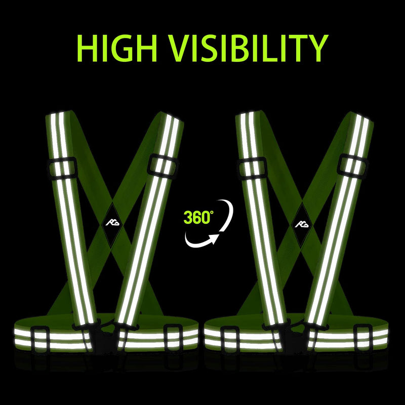 Oliumt Reflective Vest Running Gear 2 Pack,Reflective Running Vests Belt, Safety Running Vest for Night Running,Cycling Green Green - BeesActive Australia