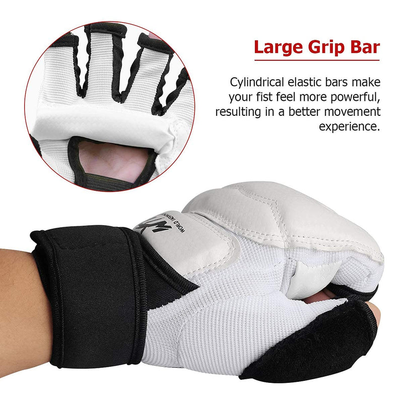 LangRay Taekwondo Karate Gloves & Sparring Gear Foot Protector Set, Karate Boxing Sparring Foot Guard and Half-Finger Gloves Kit for Martial Arts TKD Kung Fu Punch Bag Kickboxing MMA Training Small White - BeesActive Australia