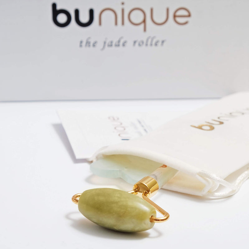 BUnique Premium Quality Jade Roller for Face, Neck, and Eyes - Original Natural Stone Rolling Facial Massager, Anti-Aging Facial Roller, Eye Roller, Cure Wrinkle and Puffiness - Gua Sha Tool Included - BeesActive Australia