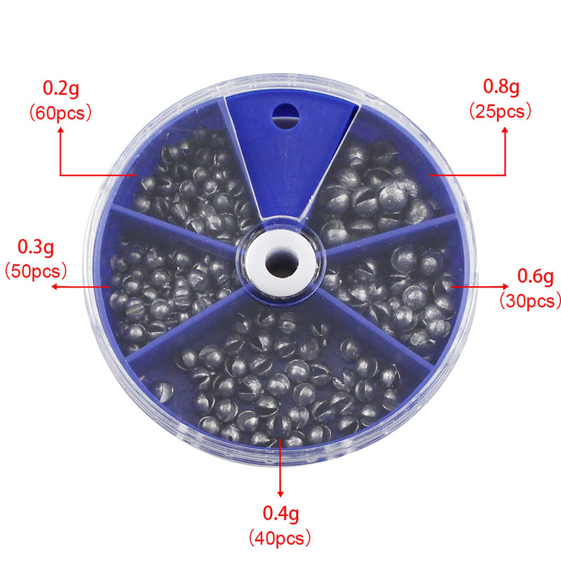 Split Shot Fishing Weights Sinkers 205Pcs 5 Sizes Weights 0.2/0.3/0.4/0.6/0.8g Round Fishing Line Sinker Removable Egg Lead Assortment - BeesActive Australia