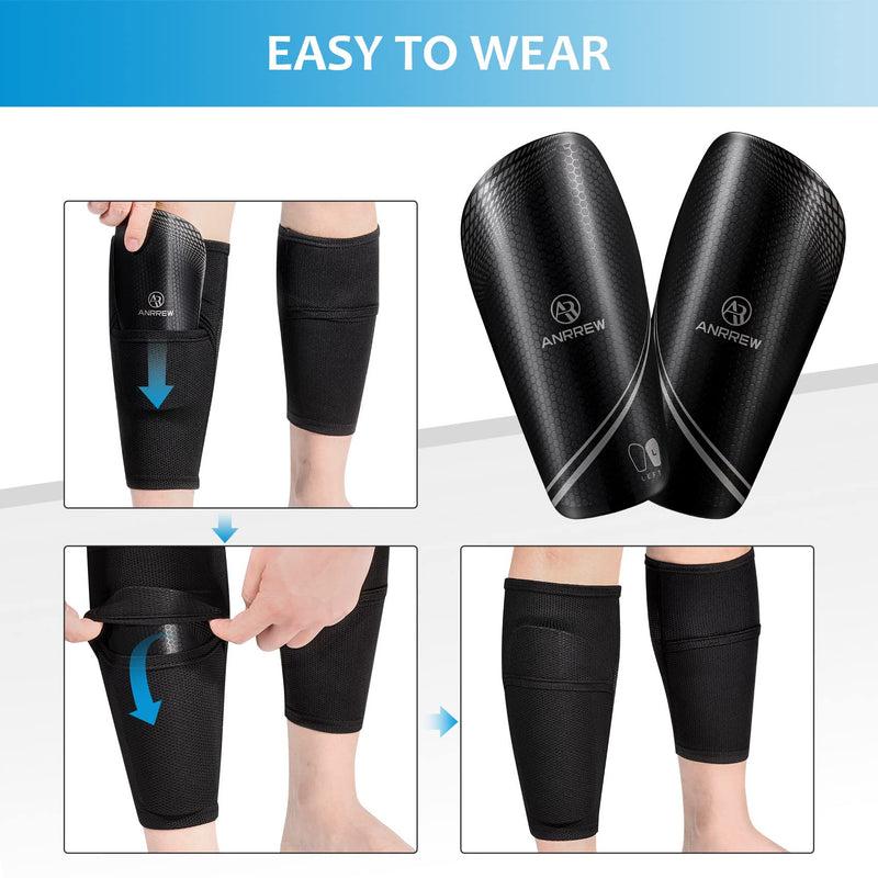 Anrrew Soccer Shin Guards with Sleeves.for Kids Youth Adults Superlight shin Guards Pads,Protective Soccer Equipment Medium - BeesActive Australia