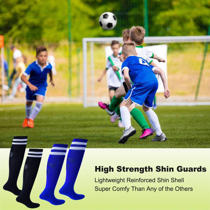 cGy Soccer Shin Guards, Youth Soccer Shin Pads, Breathable and Lightweight Child Calf Protective Gear Soccer Equipment for 3-15 Years Old Boys Girls Toddler Kids Teenagers M 3'10 - 4'8 Tall 2 Pairs + Socks - BeesActive Australia
