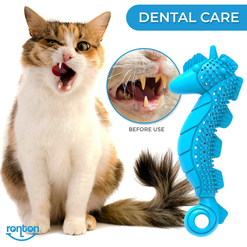 Ronton Cat Toothbrush Catnip Toy - Durable Hard Rubber - Cat Dental Care, Cat Interactive Toothbrush Chew Toy 1Pack-Seahorse - BeesActive Australia