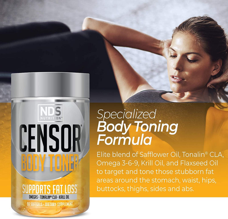 Censor NDS Nutrition Fat Loss and Body Toner with CLA, Fish Oil, Safflower and Omega 3-6-9 Blend - Dietary Supplement for Improved Energy and Health (90 Softgels) 90 Count - BeesActive Australia