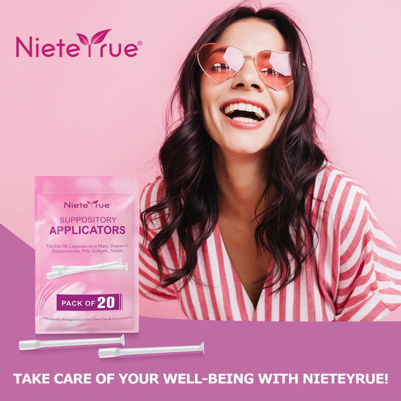 Nieteyrue (20 Packs) Disposable Vaginial Applicators Individually Wrapped Hygienic Fit to Size 00 Cap-sules and Many Shapes of Suppositories, Tablets Feminine Care Applicators from 20 Count (Pack of 1) - BeesActive Australia