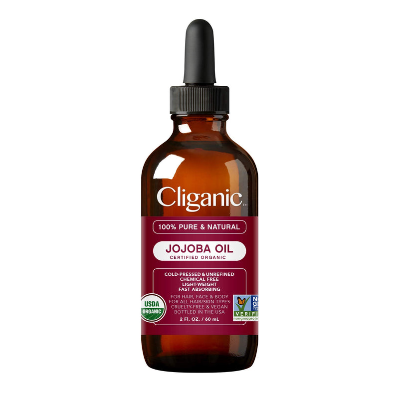 Cliganic USDA Organic Jojoba Oil, 100% Pure (2oz) | Natural Cold Pressed Unrefined Hexane Free Oil for Hair & Face | Base Carrier Oil | Cliganic 90 Days Warranty - BeesActive Australia