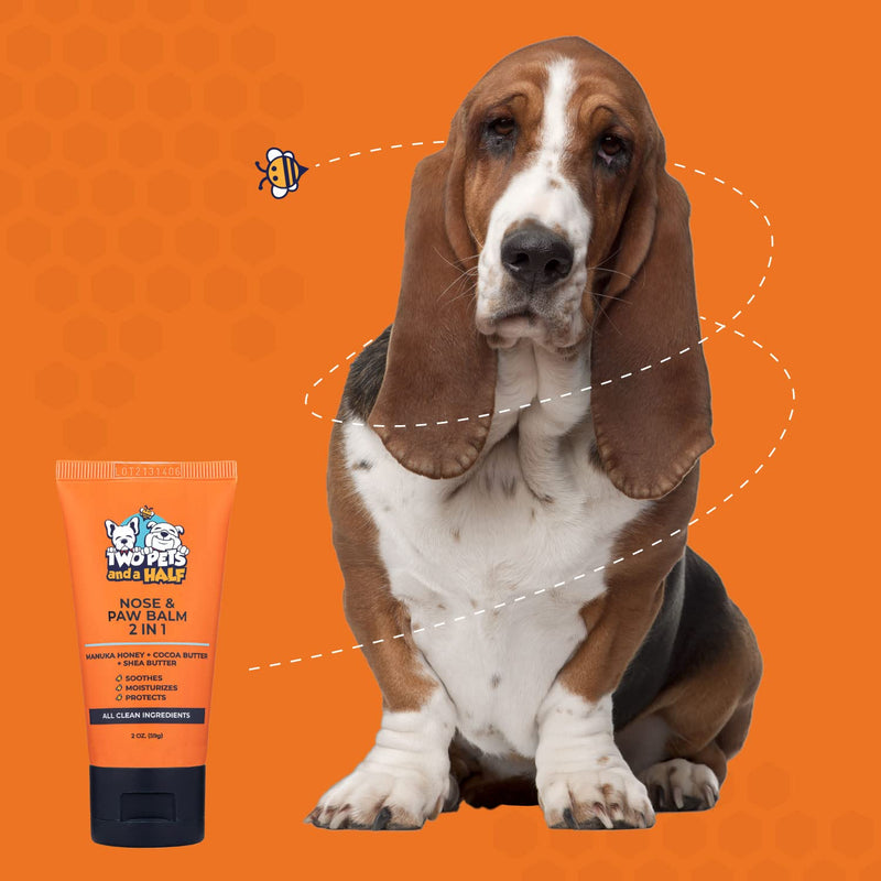 Bulldog Nose Butter & Paw Balm Treatment for Dry, Cracked and Rough Paw & Snout 2oz-Also Paw Moisturizer for Dogs and Protection for Hot Pavement-Dog Nose & Paw Balm,Paw Cream & Snout Soother for Dogs Pack of 1 - BeesActive Australia