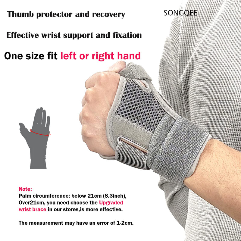 SONGQEE Thumb Support Brace Thumb Splint Stabilizer with Adjustable Strap, Hand Wrist Supports for Carpal Tunnel, Arthritis, Tendonitis, Sprains, Weak Finger, Thumb Immobilizer for Left Right Hand One Size Grey - BeesActive Australia