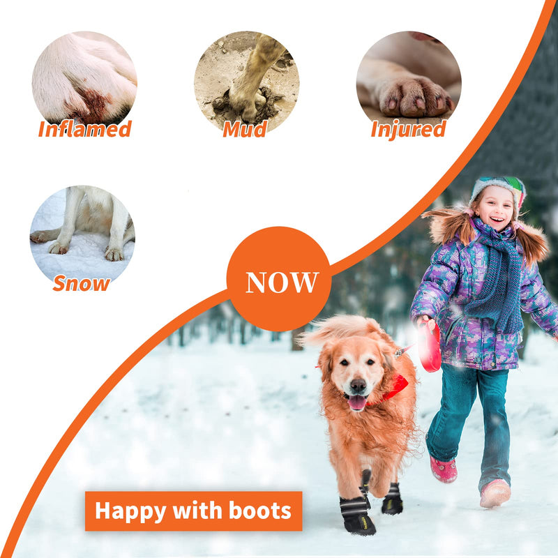 Dog Shoes for Large Dogs, Dog Boots & Paw Protectors for Hot Pavement Winter Snow, Anti-Slip Booties for Hiking Walking, Waterproof Breathable and Reflective Dog Booties for Large Size Dogs 4PCS Black Size 6 (Width 2.37-2.67 inch)Black - BeesActive Australia
