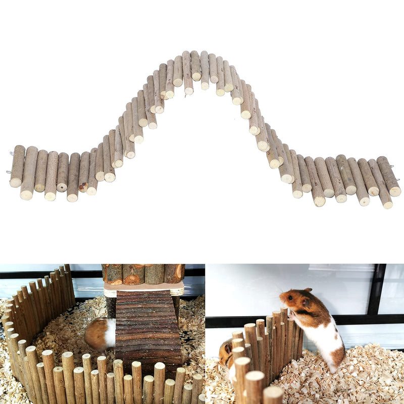 Hamster Wooden Bridge, Flexible Wood Hideout, Door Fence, Standing Climbing Platform Basket Accessories for, Mice, Gerbil, Chinchilla Chew Toys Decor 30CM - BeesActive Australia