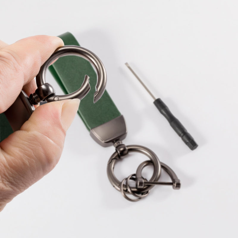 MING DI Genuine Leather Car Keychain,Leather Key Chain Holder, 360 Degree Rotatable, with Anti-Lost D-Ring Dark Green - BeesActive Australia