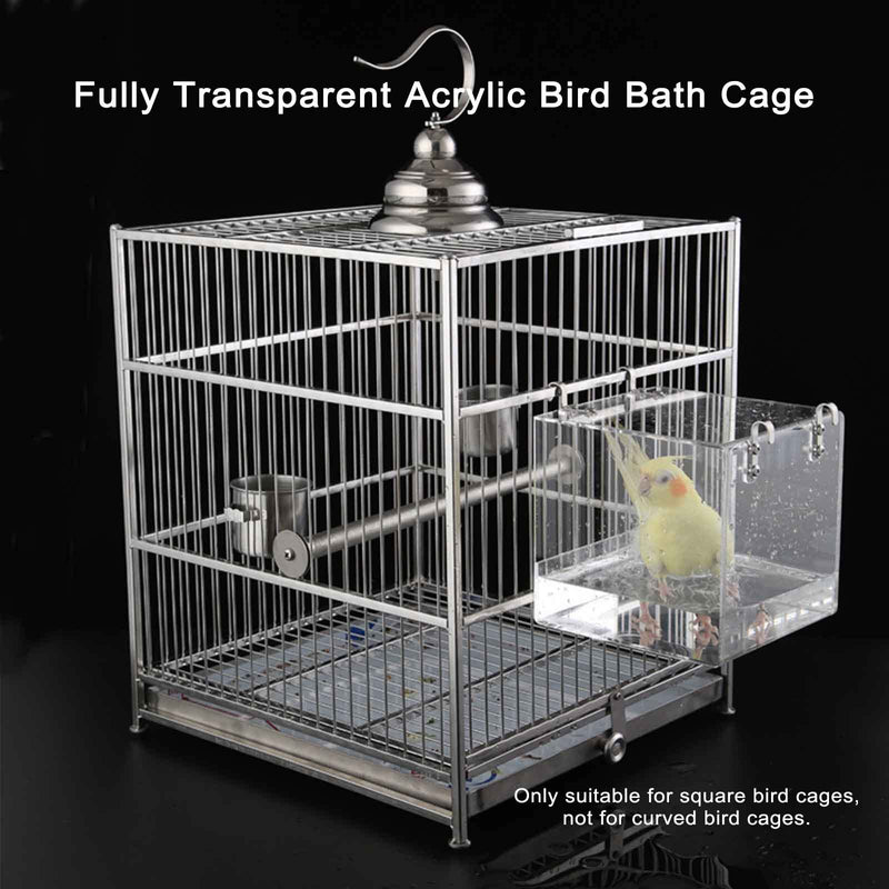 Xxmbbjy Hanging Bird Bath Cube, Transparent Bath Shower Box Bowl with Stainless Steel Hooks for Small Bird Canary Budgerigar Parrots Crested Myna Cockatiel Lovebird - BeesActive Australia