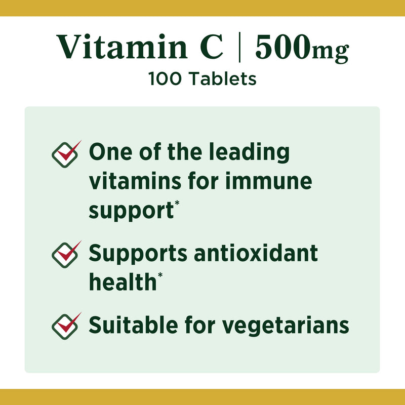 Vitamin C by Nature's Bounty, Vitamin Supplement, Supports Immune Health, 500mg, 100 Tablets 100 Count (Pack of 1) - BeesActive Australia