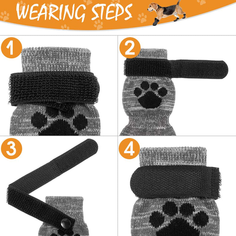 KOOLTAIL Anti Slip Dog Socks - Outdoor Dog Boots Waterproof Dog Shoes Paw Protector with Strap Traction Control for Hardwood Floors Grey X-Large - BeesActive Australia